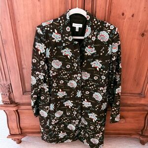 Floral Brown Embroidery Patterned Jacket